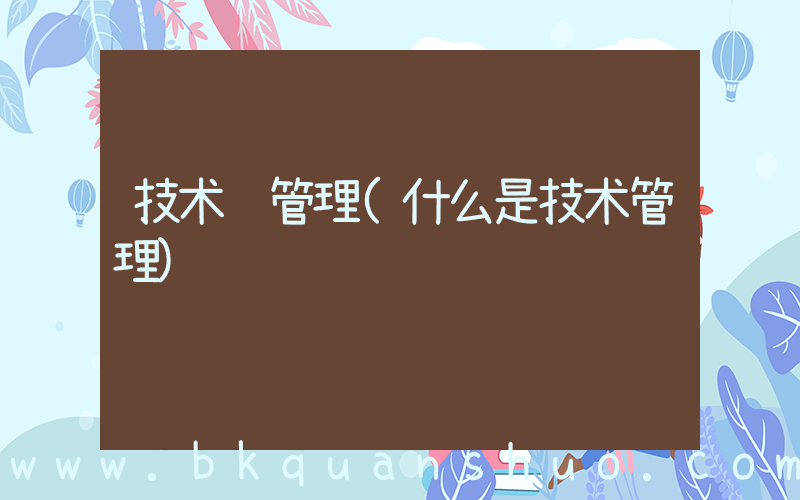 技术 管理(什么是技术管理)
